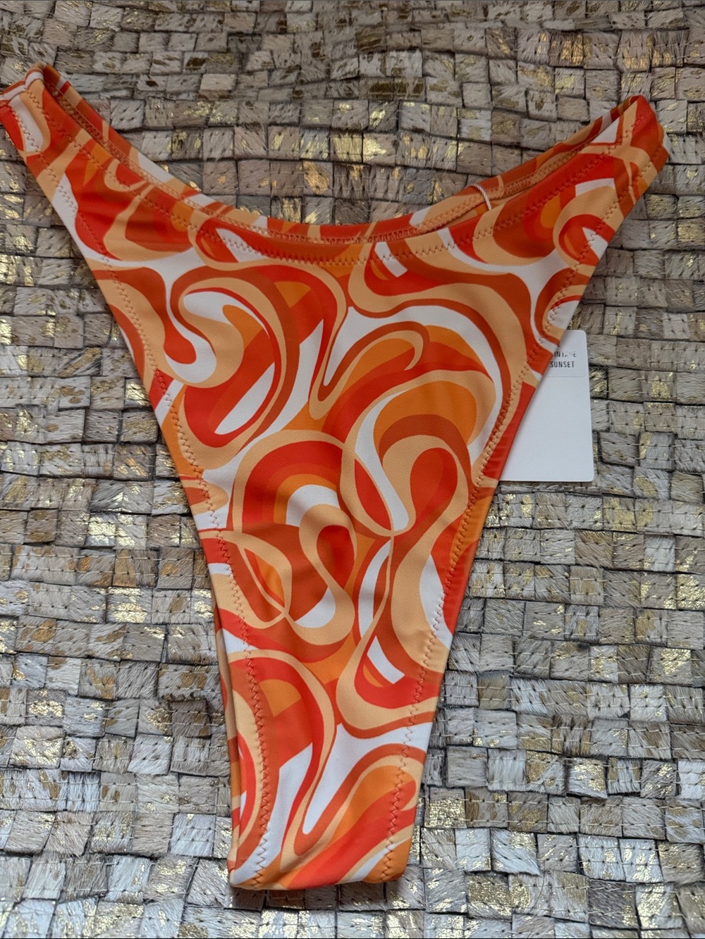 Kulani Kinis Orange and White Swim HIGH LEG ๐ฆต - Picture 2 of 6